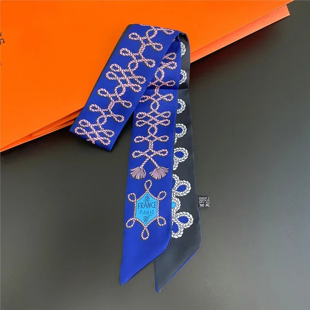 Scarf Skinny Plaid Silk Accessory