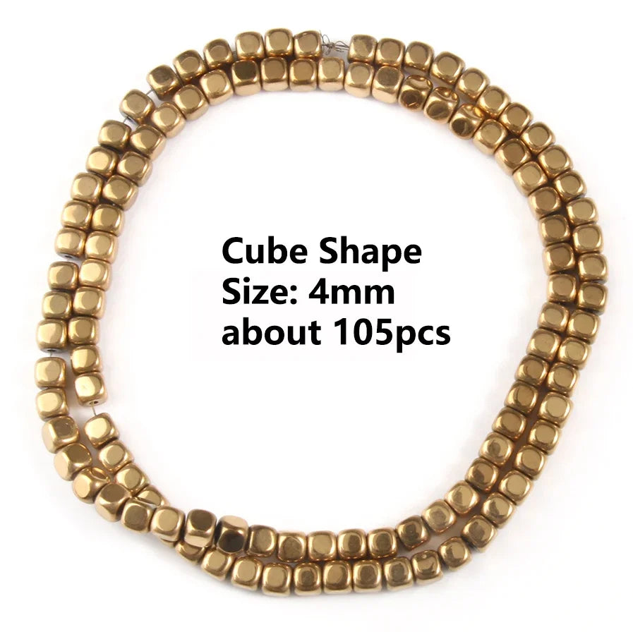 GMB724 Real Gold Plated Hematite Beads Irregular Heart Cube Rondelle