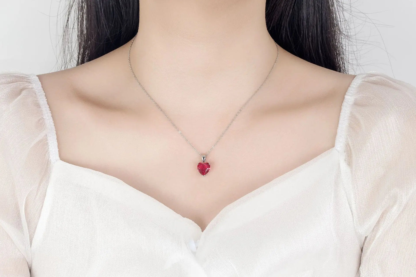925 Sterling Silver Heart Zircon Jewelry Set For Women Necklace Earrings Ring