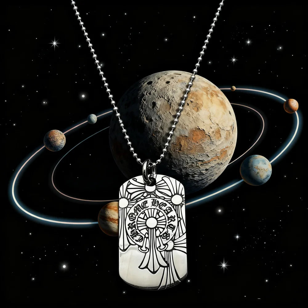 925 Sterling Silver Multi-cross Tag Necklace