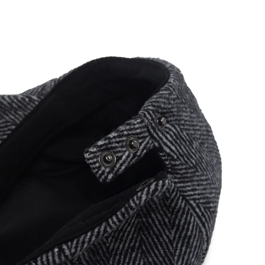 Beret Herringbone Newsboy Cap Adjustable