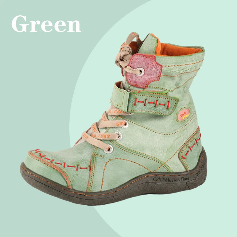 Women Leather Boots Plush Lining