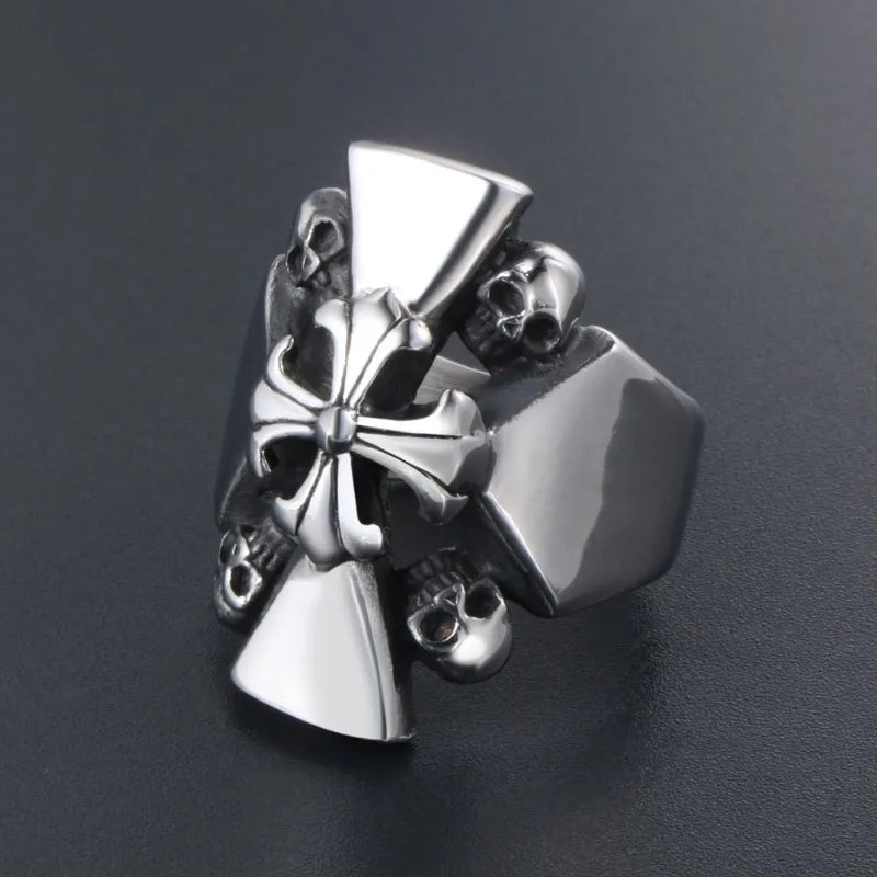 Skull Ring Cross Flower Windmill Titanium