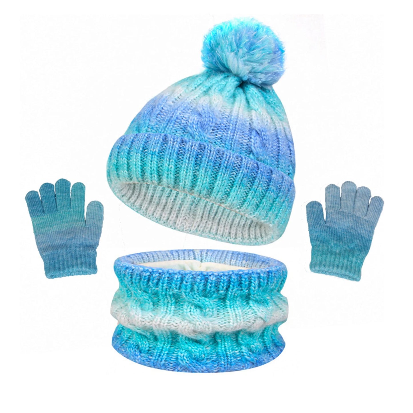 Toddler Winter Hat Scarf Gloves Set Soft Knit