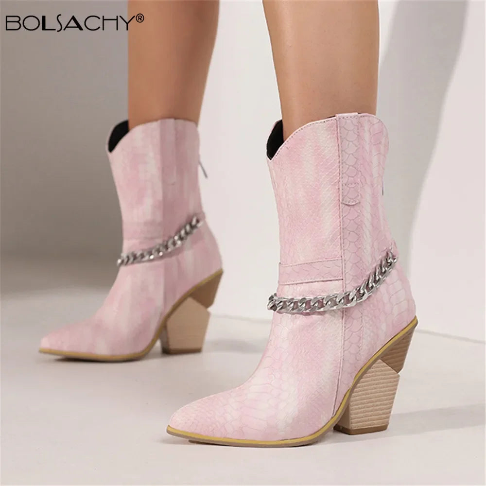 Womens Cowboy boots Snake Print