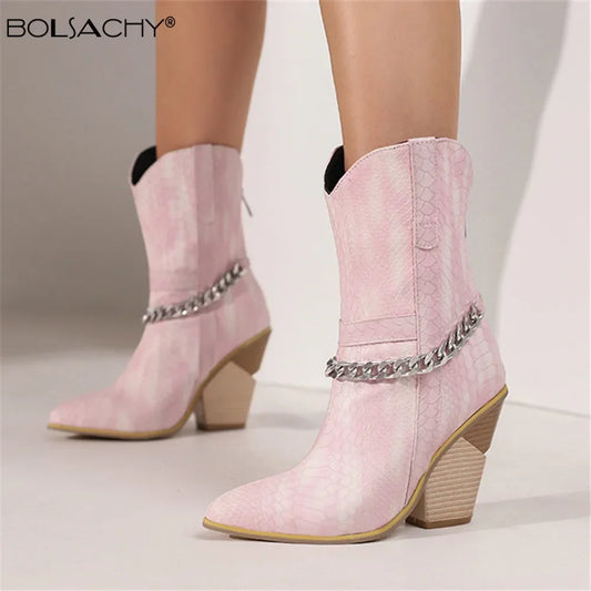 Womens Cowboy boots Snake Print