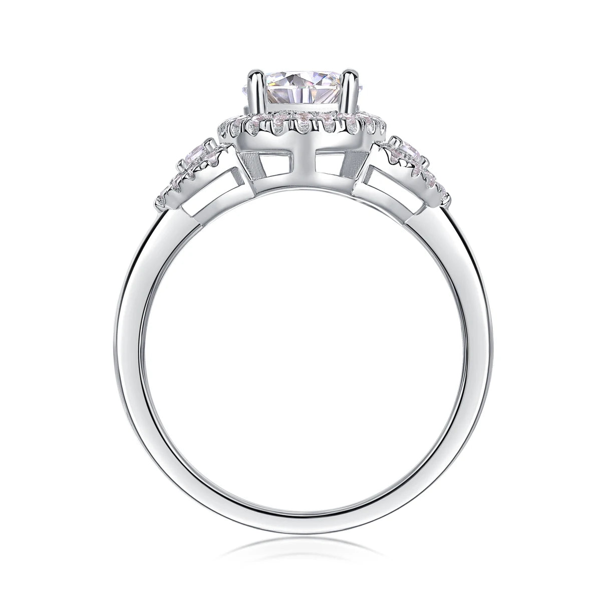 Luxury Diamond Wedding Ring Moissanite Silver Band For Women