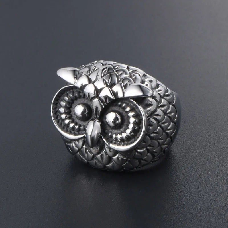 Owl Titanium Steel Ring