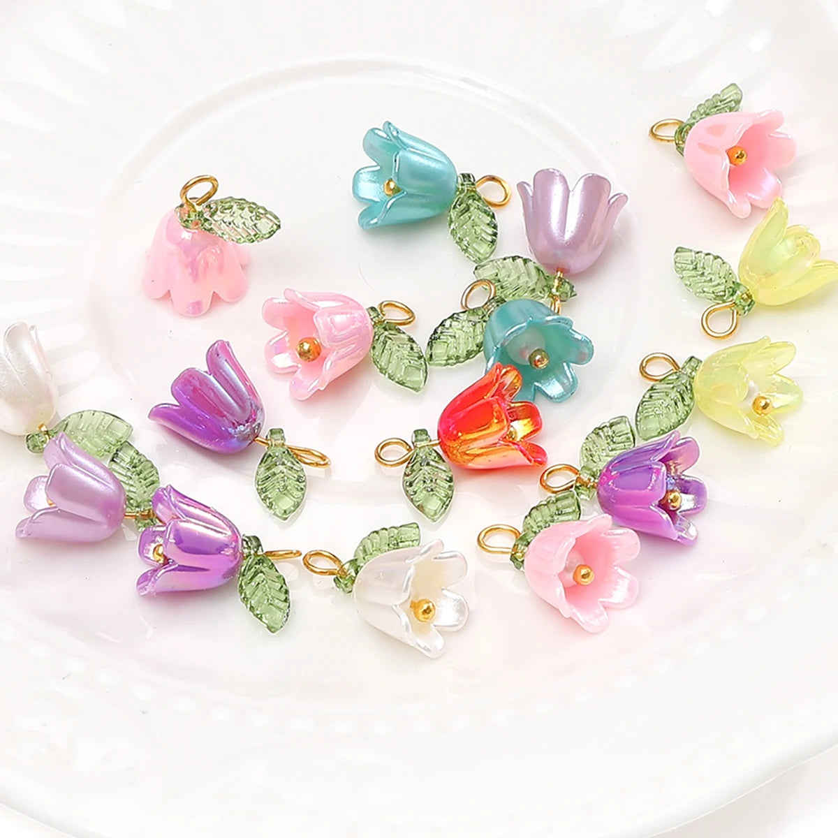 Acrylic Lily of the Valley Flower Bud Beads for Jewelry
