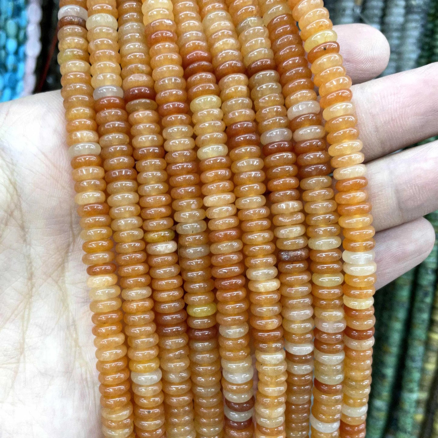 Natural Stone Bead Spacers Quartz Jasper Agate Flat Round