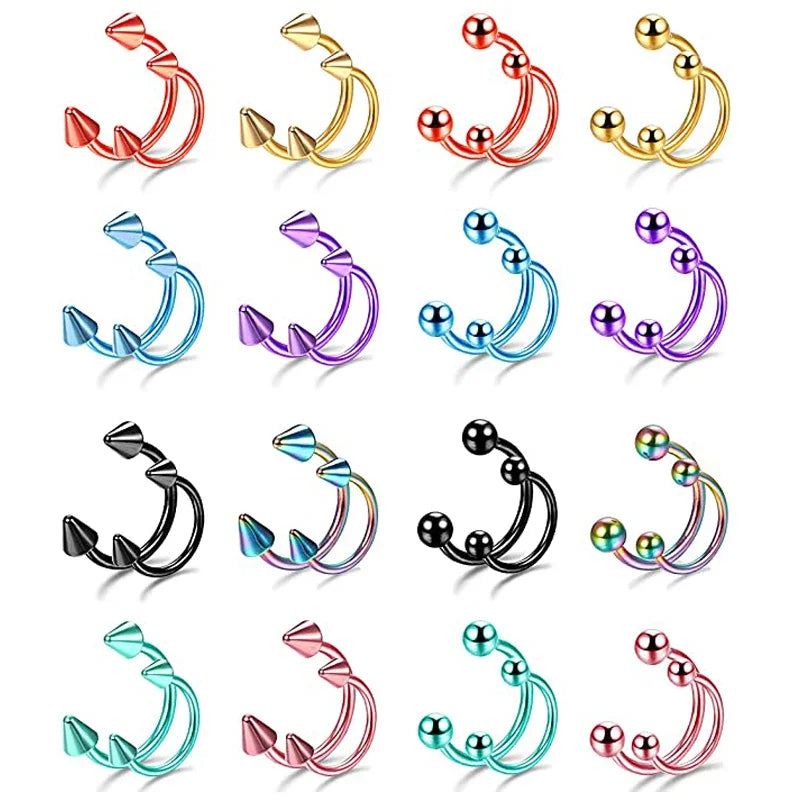Stainless Steel Nose Hoop and Septum Ring Set 2pcs