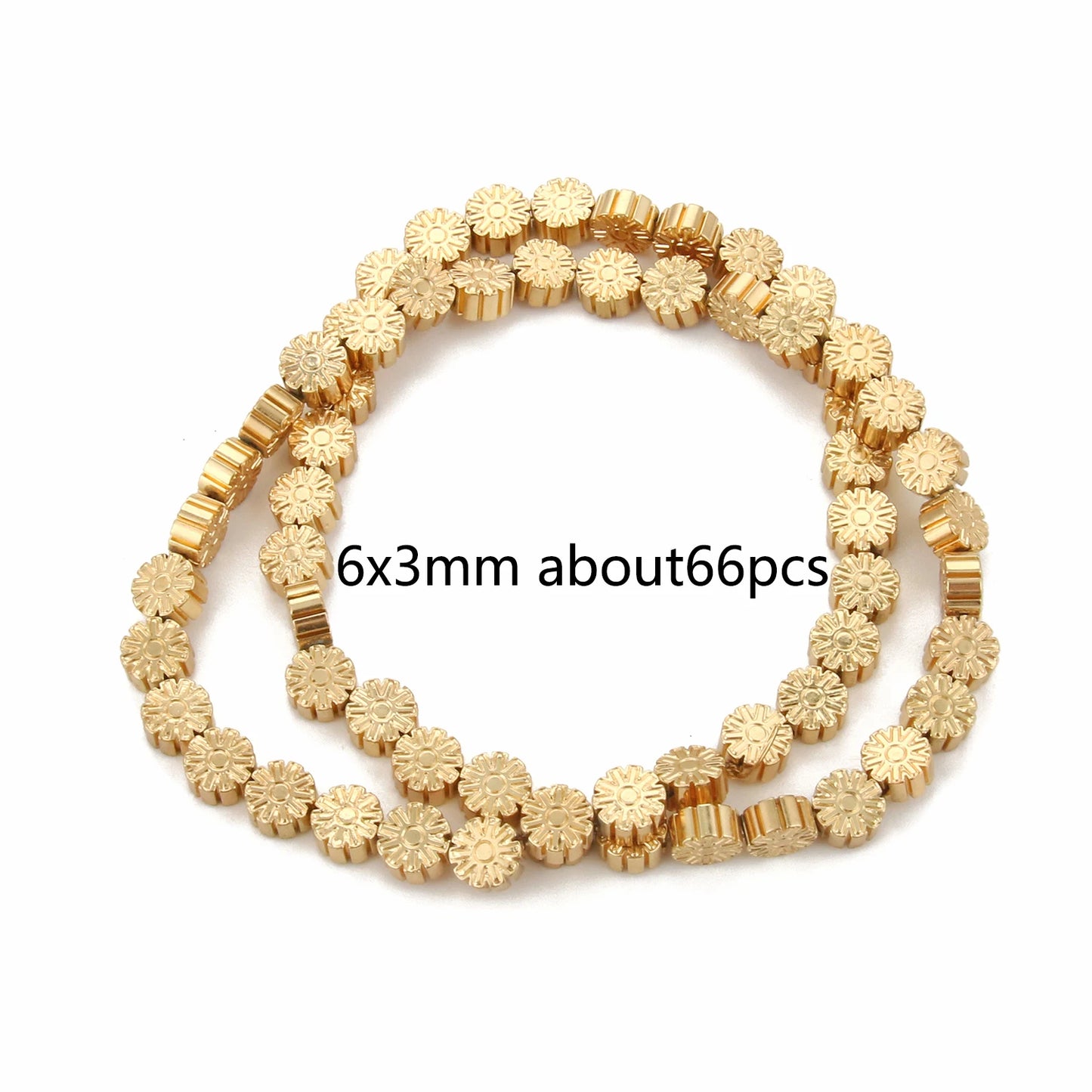 TANANTA Gold Plated Hematite Loose Spacer Beads for Jewelry Making