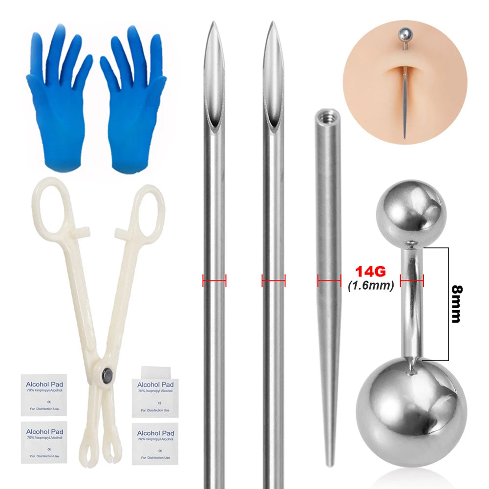 Hongtu Body Jewelry Surgical Steel Body Piercing Kit Needles