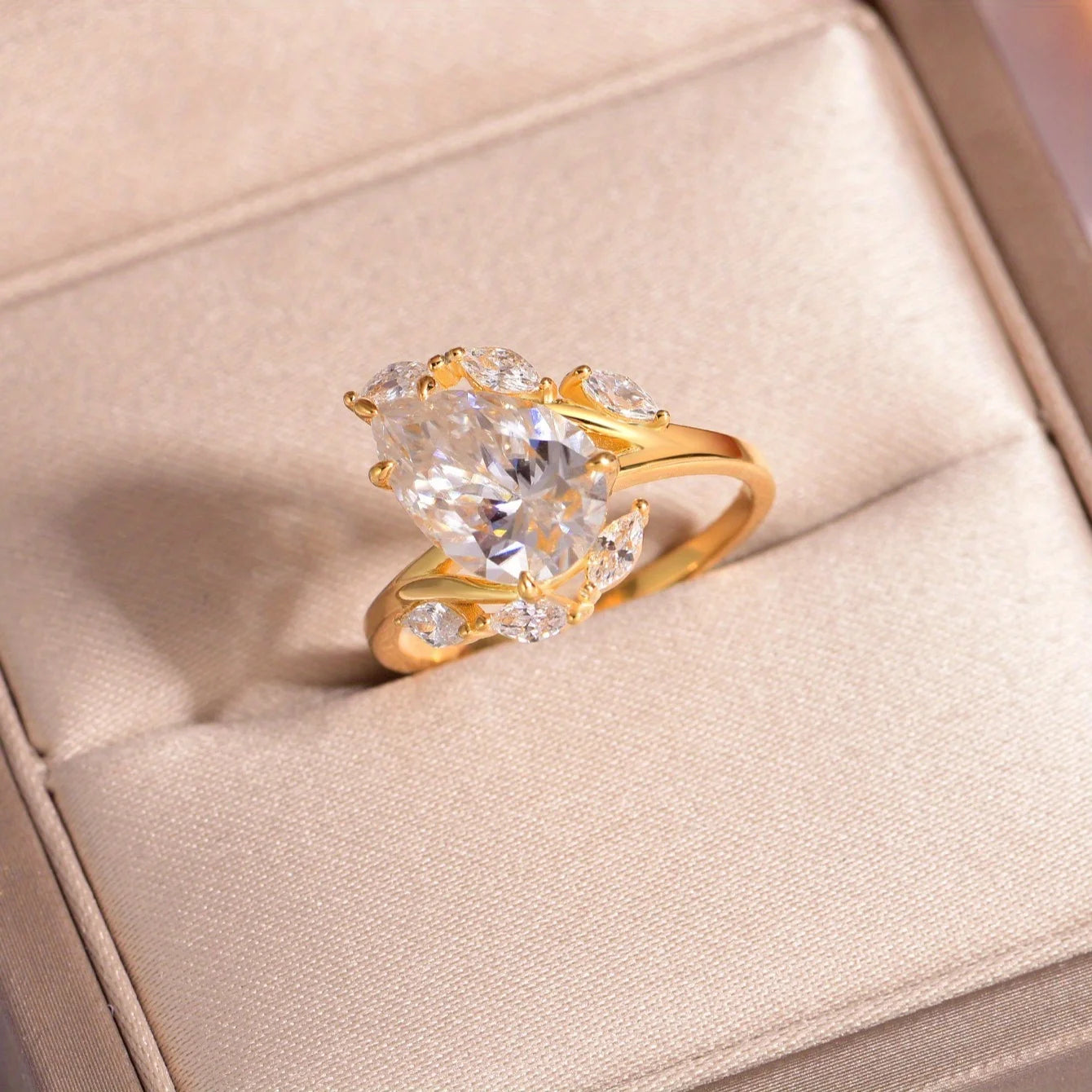 Ring 4ct Pear Moissanite 925 Sterling Silver