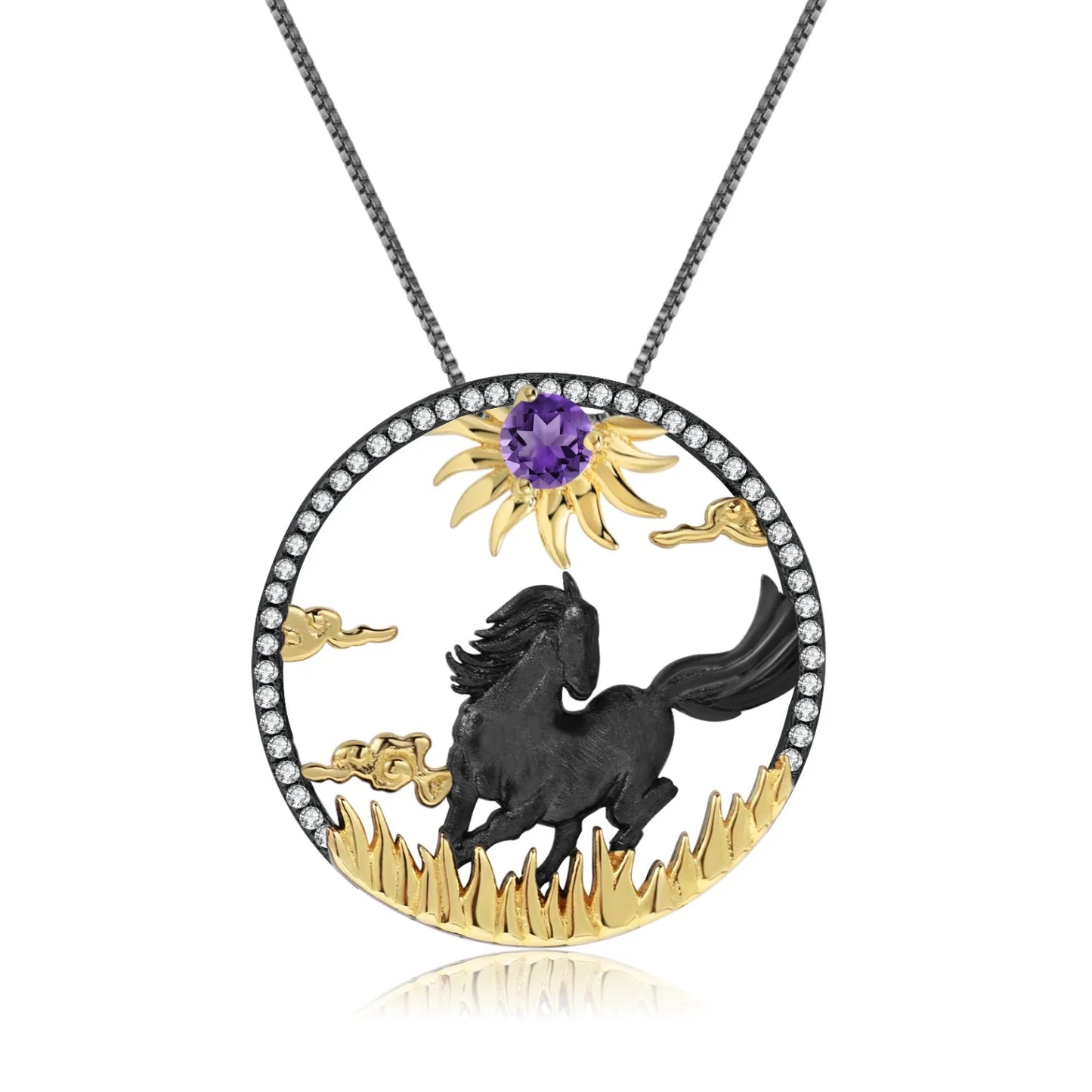 925 Necklace Silver Blue Topaz Dragon Pendant