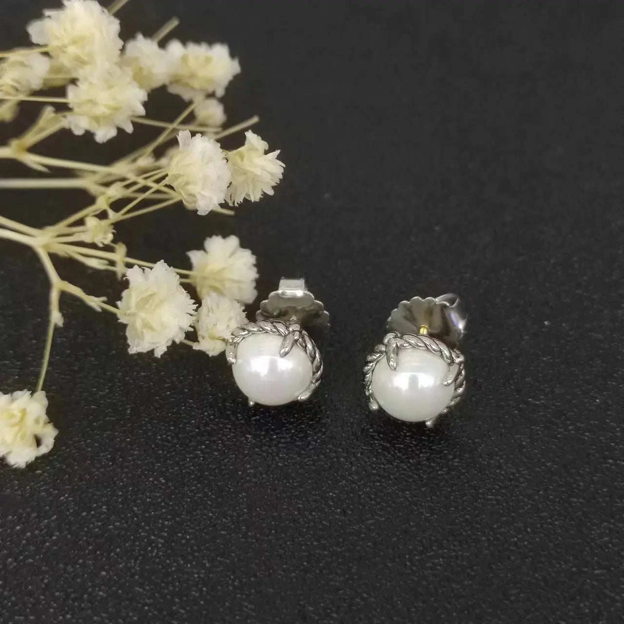 Sterling Silver Zircon Stud Earrings 925