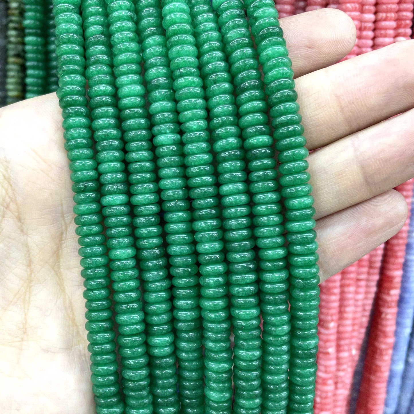Natural Stone Bead Spacers Quartz Jasper Agate Flat Round