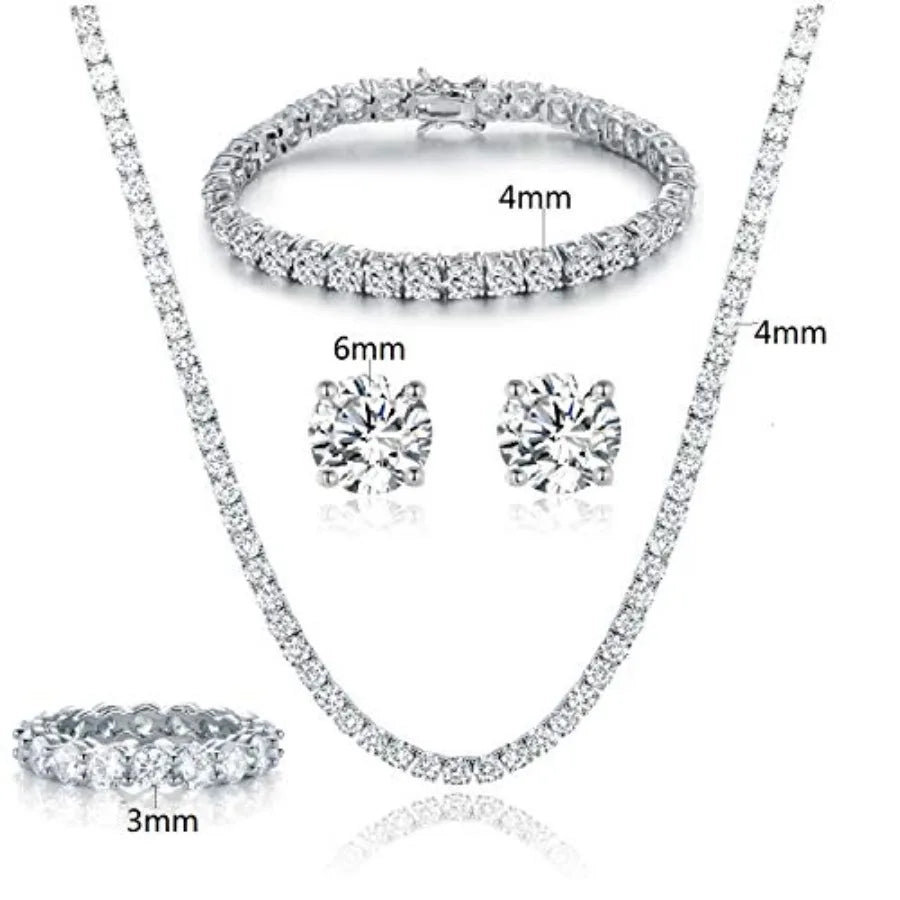 18K Gold Plated Jewelry Set Necklace Bracelet Earrings Rings