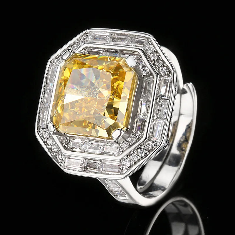 Necklace Ring Set Diamond Ice Flower Cut Square