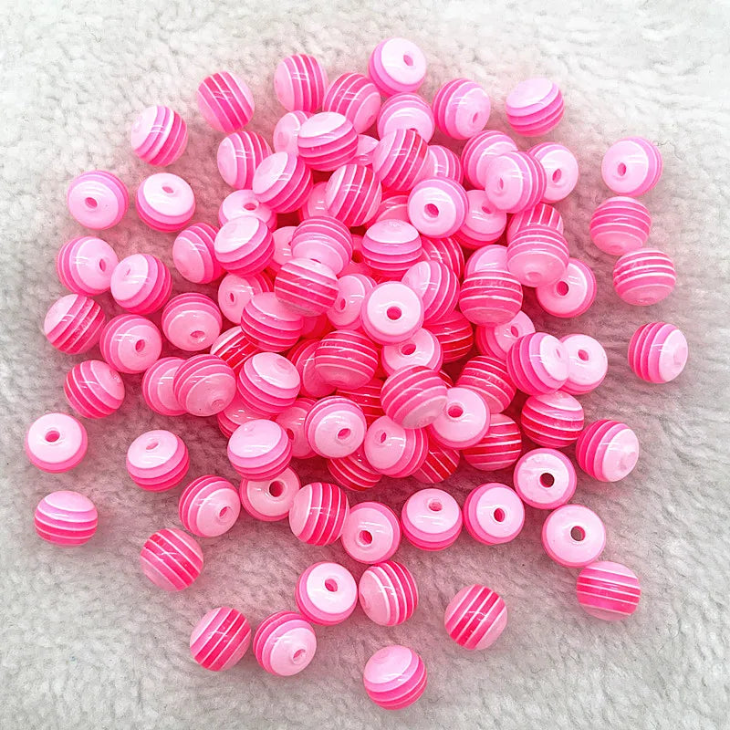 Transparent Round Resin Beads Stripe Spacer Beads For Jewelry Making