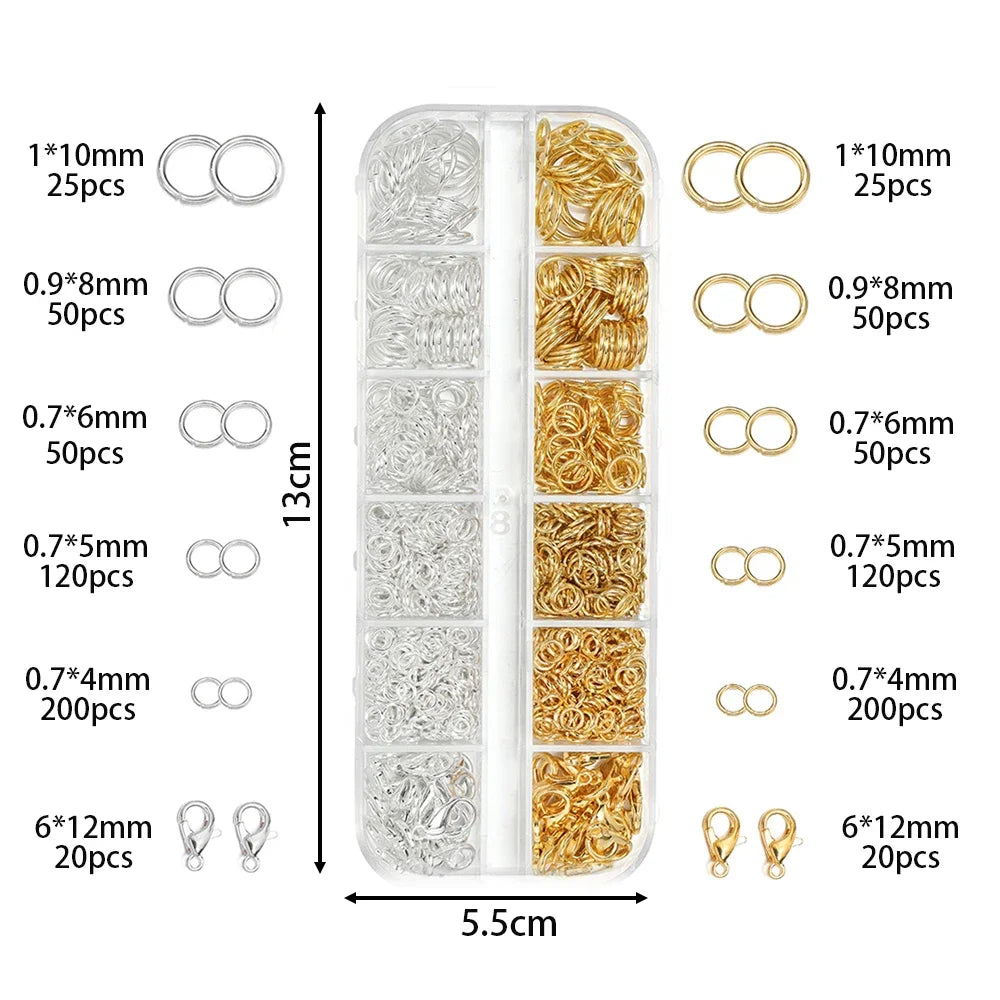 NONEDIY Jewelry 930pcs Findings Kit Jump Rings Lobster Clasps Pliers