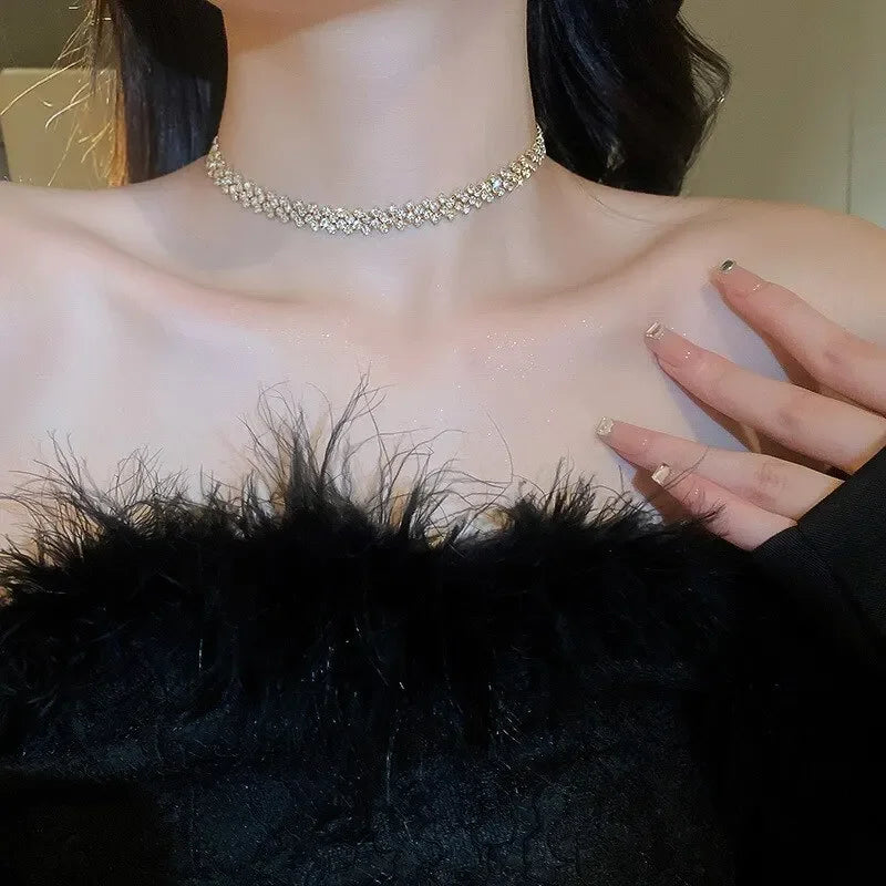 Rhinestone Choker  Geometric Crystal Jewelry