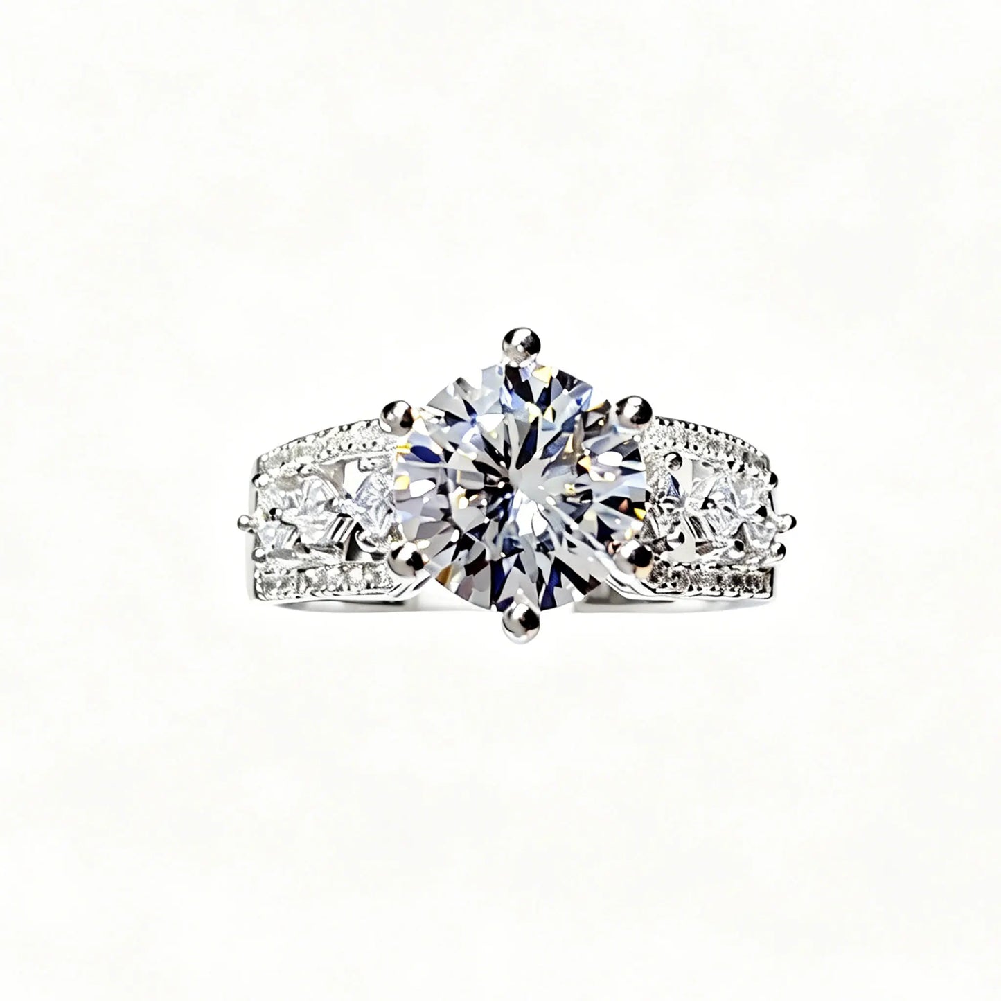 Moissanite Ring In 925 Sterling Silver