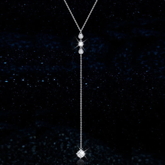 Moissanite 925 Sterling Silver Tassel Pendant Necklace