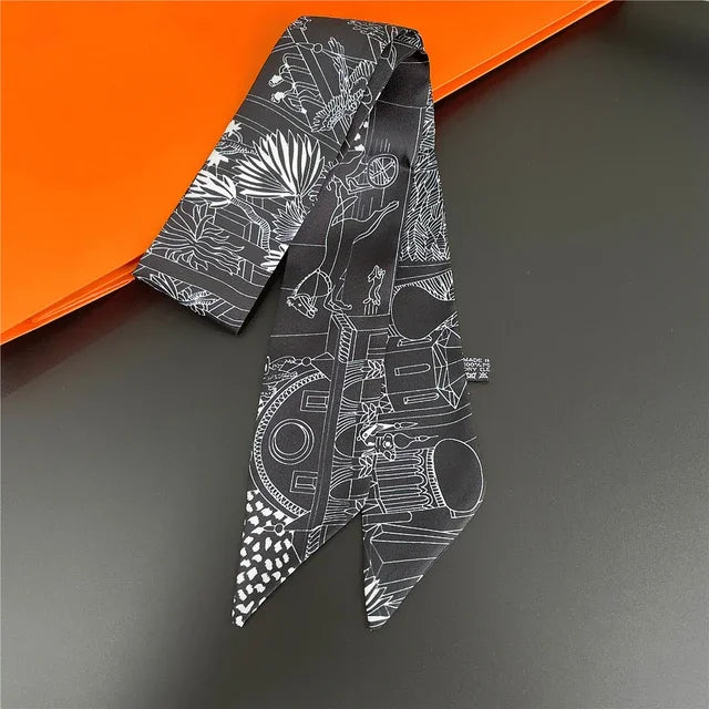 Scarf Skinny Plaid Silk Accessory