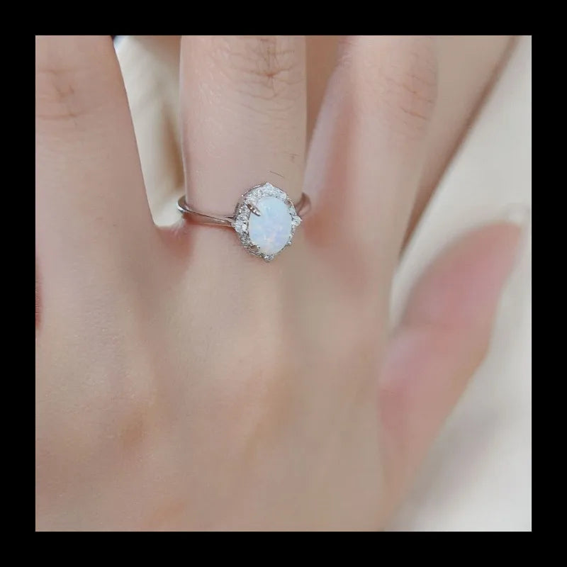 White Opal Water Drop Styling Ring