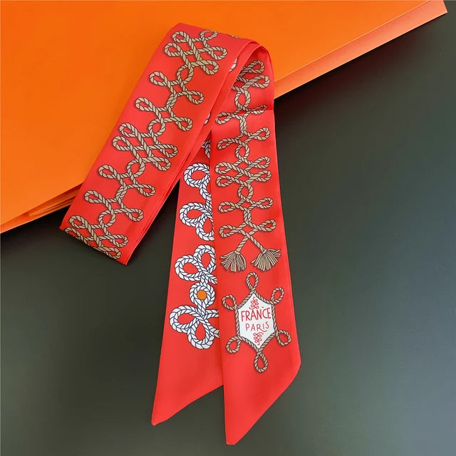 Scarf Skinny Plaid Silk Accessory
