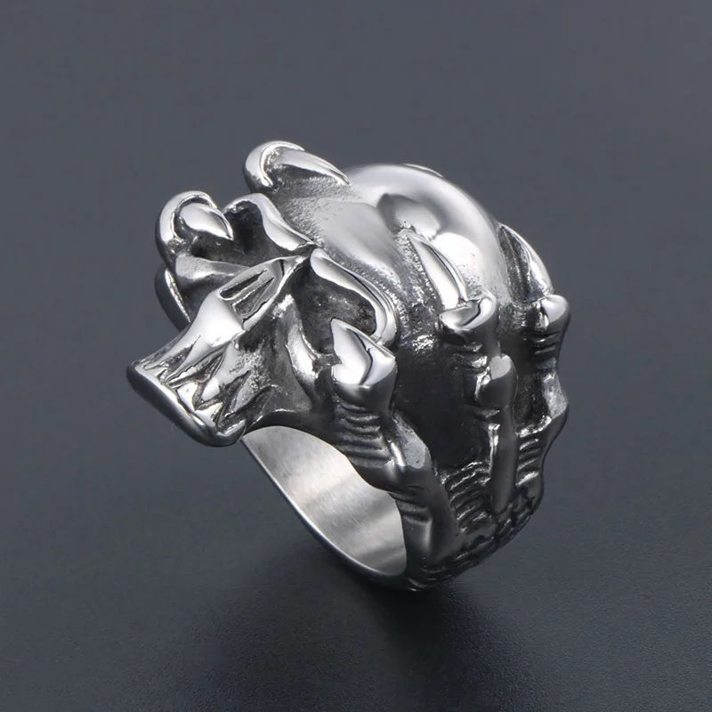 Skull Ring Titanium Steel Dragon Claw