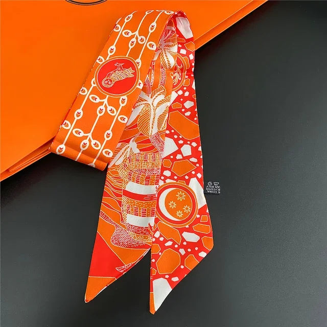 Scarf Skinny Plaid Silk Accessory