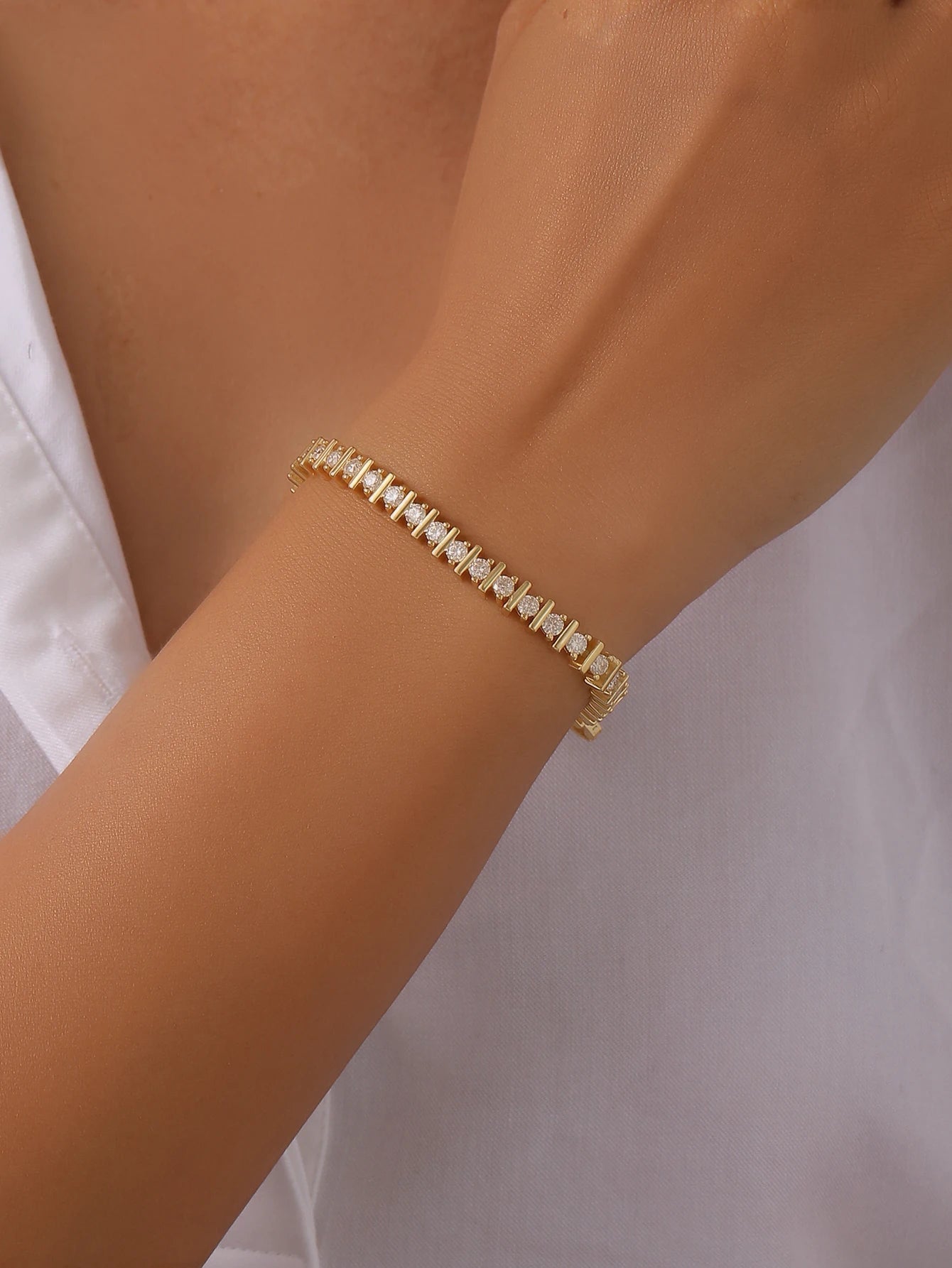 S925 Silver Moissanite Tennis Bracelet 18k Gold-plated
