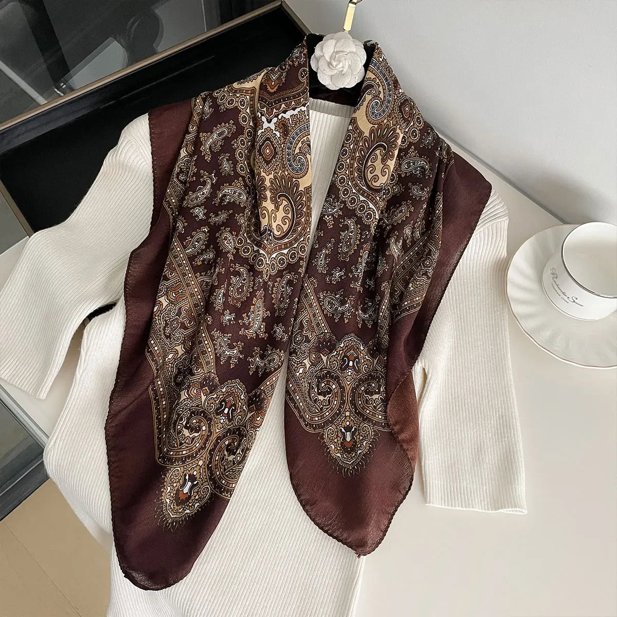 Scarf Paisley Print Square Shawl