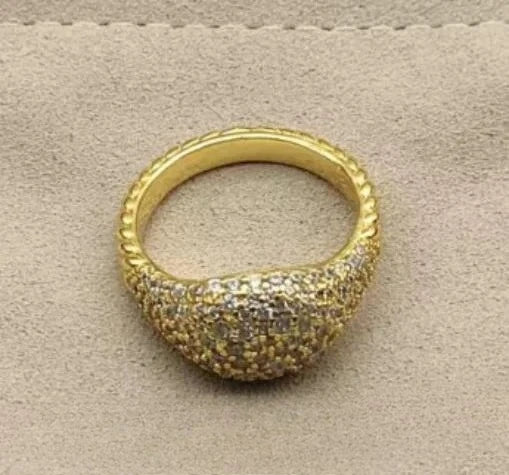 Ring Spiral Design Colored Crystal