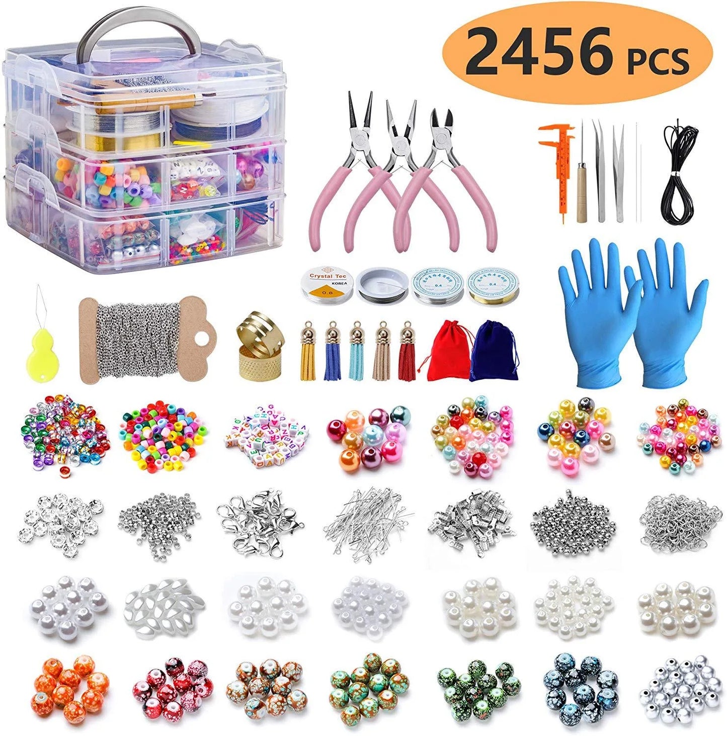 Deluxe DIY Bead Jewelry Making Kit 2456 Beads And Findings