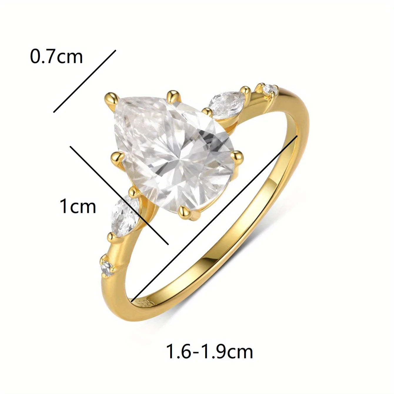 Moissanite Ring in Sterling Silver 2 Carat Teardrop
