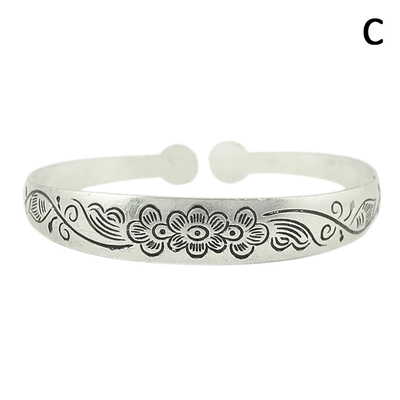Tibetan Silver Bracelet Vintage Elephant Flower