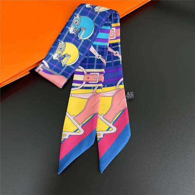 Scarf Skinny Plaid Silk Accessory