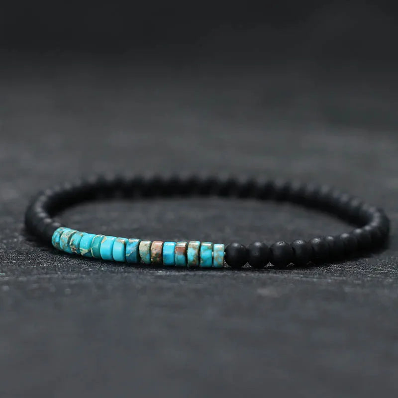 Bracelet Onyx 4mm Bead  Emperor Onyx Stone
