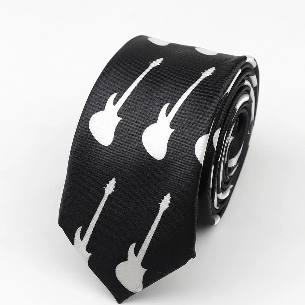 Necktie Musical Notes Printed With Piano Guitar Pattern