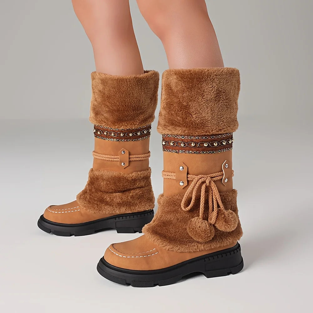Women Snow Boots Platform Faux Fur Lining