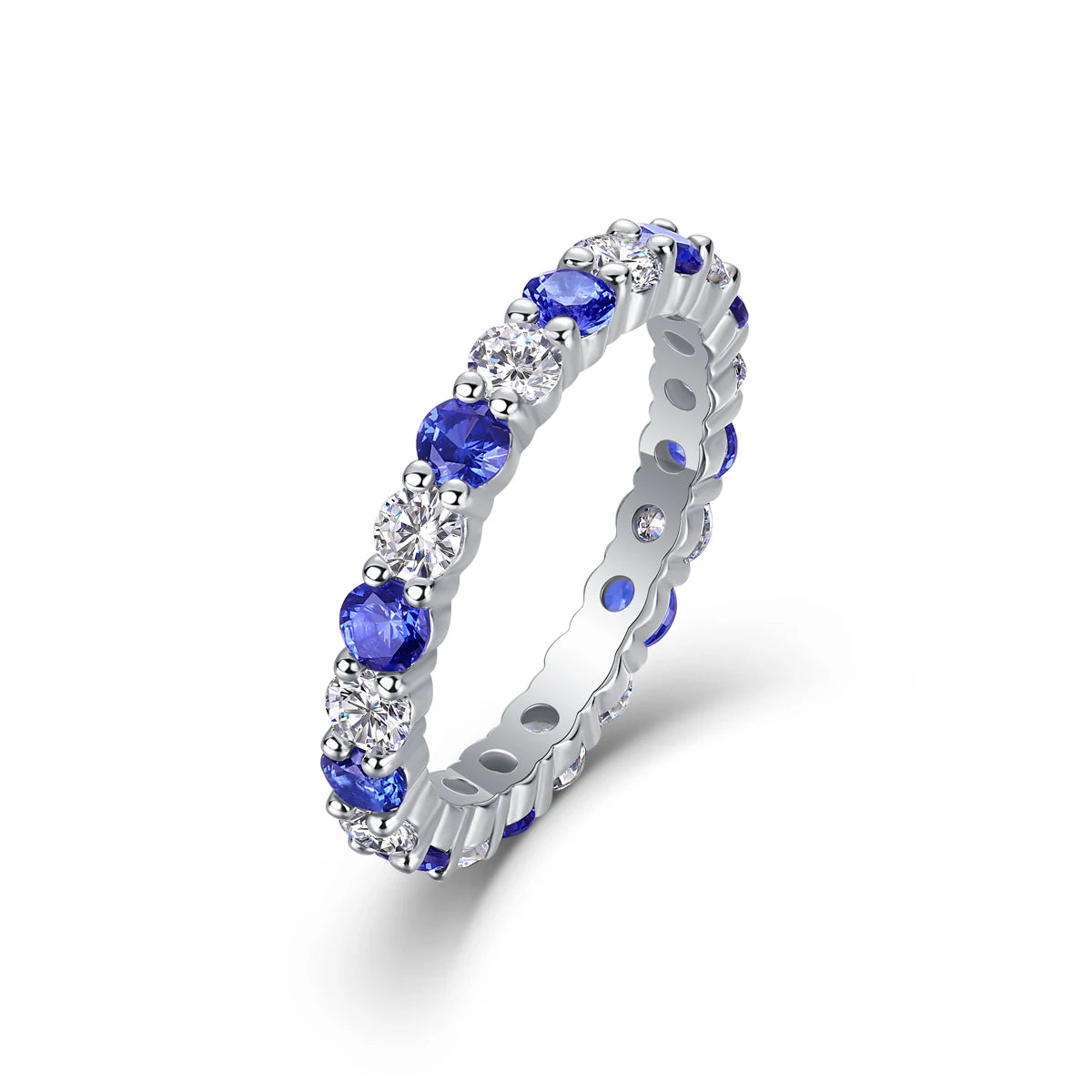 S925 Silver Ring Moissanite Sapphires 18K Gold Plated