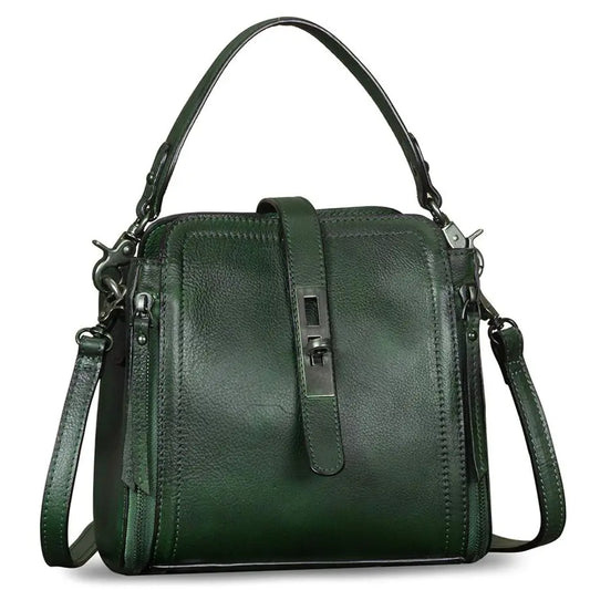 XMSJ Leather Handbag Women Vintage Satchel Crossbody Removable Top Handle