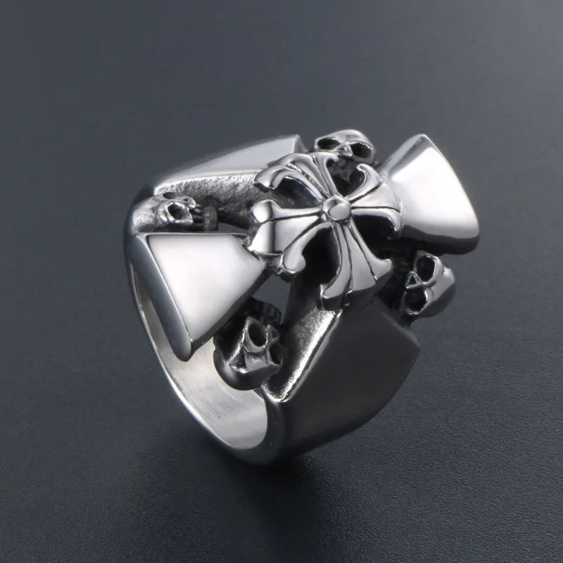 Skull Ring Cross Flower Windmill Titanium