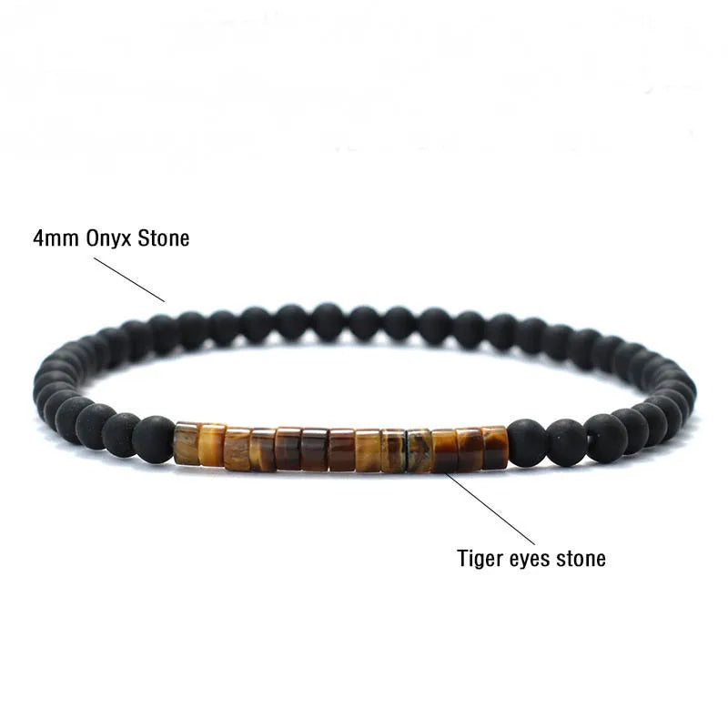 Bracelet Onyx 4mm Bead  Emperor Onyx Stone