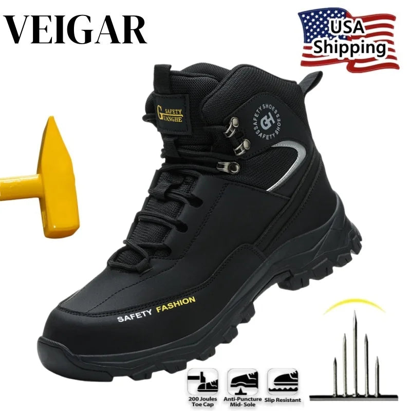 Men's Steel Toe Work Boots Waterproof Safety Shoes
