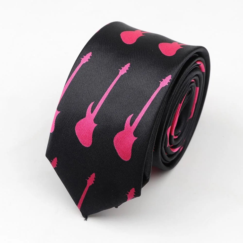 Necktie Musical Notes Printed With Piano Guitar Pattern