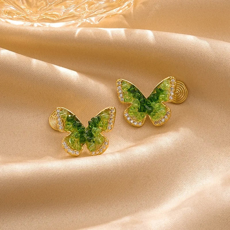 Earrings Crystal Butterfly Clip On